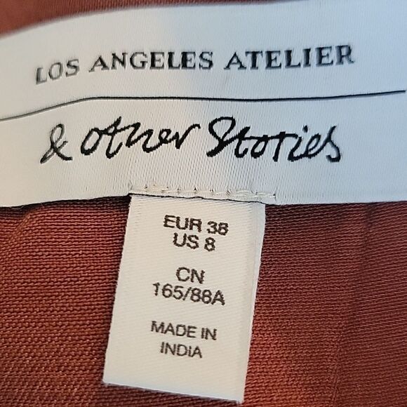 NWOT! $198 Chenara DODGE LARA Tie-up Strap Jumpsuit 100% Silk Rust color Sz 8 - Picture 11 of 11